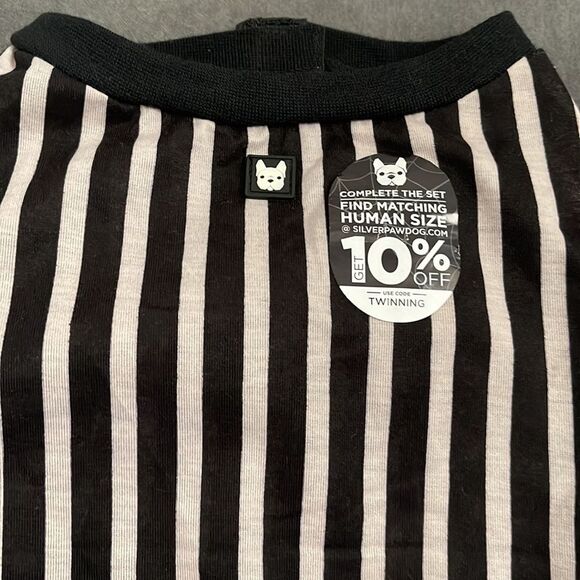 SILVER PAW DOG PJs BLACK and GRAY STRIPE SIZE LARGE - Picture 10 of 13